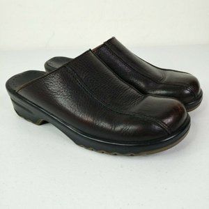 Sanita Women’s Clogs Dark Brown Size EUR 39 Leather Slip On Shoes Slides US 8